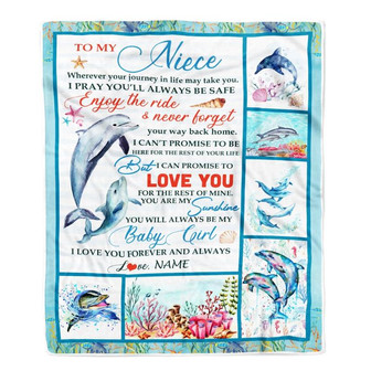 Personalized To My Niece Blanket Dolphin from Aunt Uncle Mom My Sunshine Baby Girl Niece Birthday Christmas Gift Customized Bed Fleece Throw Blanket - Thegiftio UK