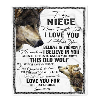 Personalized To My Niece Blanket From Uncle Aunt Auntie This Old Wolf Love You Niece Birthday Graduation Christmas Customized Fleece Blanket - Thegiftio UK