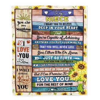 Personalized To My Niece Blanket From Uncle Aunt Believe Deep In Your Heart Niece Birthday Graduation Christmas Customized Bed Fleece Throw Blanket - Thegiftio UK