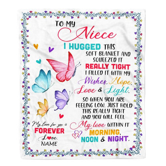 Personalized To My Niece Blanket From Uncle Aunt Butterfly I Huggest This Soft Blanket Niece Birthday Christmas Customized Bed Quilt Fleece Throw Blanket - Thegiftio UK