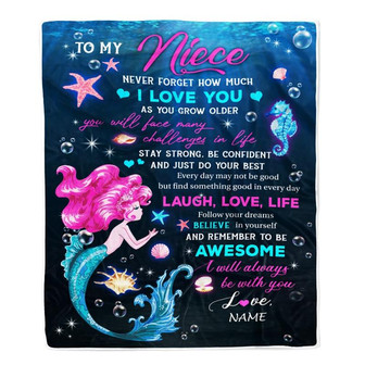 Personalized To My Niece Blanket From Uncle Aunt Never Forget I Love You Mermaid Niece Birthday Graduation Christmas Customized Bed Fleece Blanket - Thegiftio UK