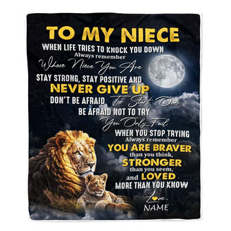 Personalized To My Niece Blanket From Uncle Aunt Lion Never Give Up Niece Birthday Graduation Christmas Customized Fleece Throw Blanket - Thegiftio UK