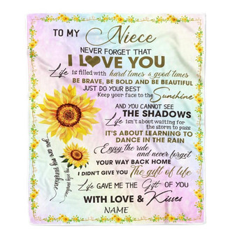 Personalized To My Niece Blanket From Uncle Aunt Sunflower Never Forget That I Love You Niece Birthday Christmas Customized Bed Quilt Fleece Throw Blanket - Thegiftio UK
