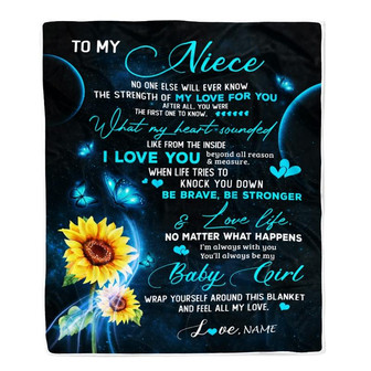 Personalized To My Niece Blanket From Uncle Aunt Sunflower Butterfly My Love For You Niece Birthday Christmas Customized Bed Fleece Blanket - Thegiftio UK