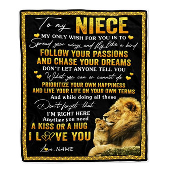 Personalized To My Niece Blanket From Uncle Lion My Only Wish For You Niece Birthday Graduation Christmas Customized Bed Fleece Throw Blanket - Thegiftio UK