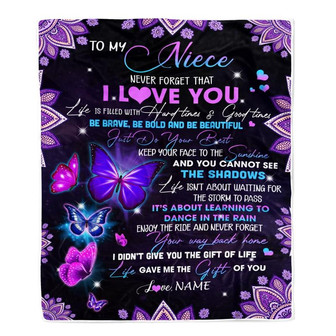 Personalized To My Niece I Love You From Aunt Auntie Uncle Butterfly Niece Birthday Christmas Thanksgiving Graduation Customized Fleece Blanket - Thegiftio