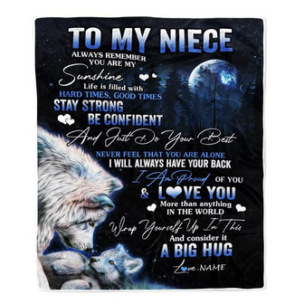 Personalized To My Niece Wolf Blanket From Aunt Auntie Uncle Always Remember Niece Birthday Graduation Travel Christmas Customized Fleece Throw Blanket - Thegiftio UK