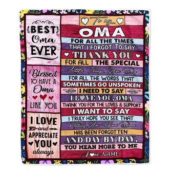 Personalized Oma Blanket From Granddaughter Grandson Thank You For The Love Oma Mothers Day Birthday Christmas Customized Bed Fleece Throw Blanket - Thegiftio UK