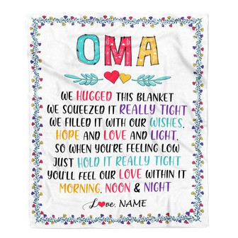 Personalized Oma Blanket From Grandkids We Hugged This Blanket Oma Birthday Mothers Day Christmas Customized Fleece Blanket - Thegiftio UK