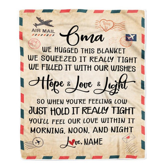 Personalized Oma Blanket From Grandkids We Hugged This Blanket Mail Letter Oma Birthday Mothers Day Christmas Customized Fleece Blanket - Thegiftio UK