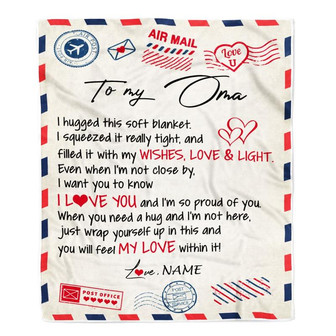 Personalized To My Oma Blanket From Kids Air Mail Letter I Love You Oma Birthday Mothers Day Christmas Customized Fleece Throw Blanket - Thegiftio UK