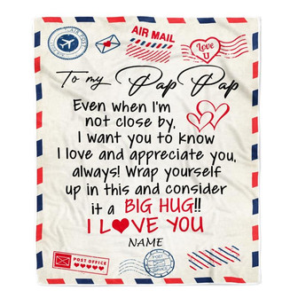 Personalized To My Pap Pap Blanket From Grandkids I Love You Hugs Air Mail Letter Pap Pap Birthday Fathers Day Christmas Customized Fleece Blanket - Thegiftio UK
