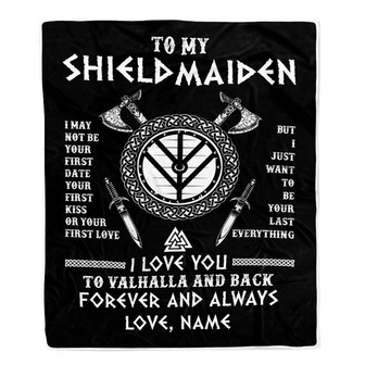 Personalized To My Shieldmaiden Viking Blanket I Love You To Valhalla And Back Wife Girlfriend Women Birthday Anniversary Customized Fleece Throw Blanket - Thegiftio UK
