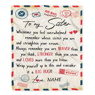 Personalized To My Sister Blanket From Brother Mail Letter Sister Birthday Graduation Christmas Customized Fleece Blanket - Thegiftio UK