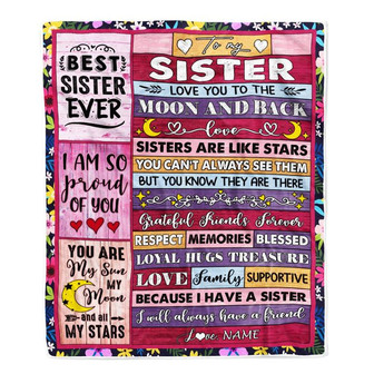 Personalized To My Sister Blanket From Brother Sister Like A Stars Friends Birthday Anniversary Day Graduation Christmas Customized Bed Fleece Throw Blanket - Thegiftio UK