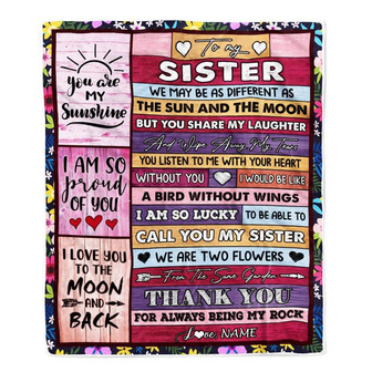 Personalized to My Sister Blanket From Sister Brother Thank You My Best Besties Sister Birthday Graduation Christmas Customized Fleece Throw Blanket - Thegiftio UK