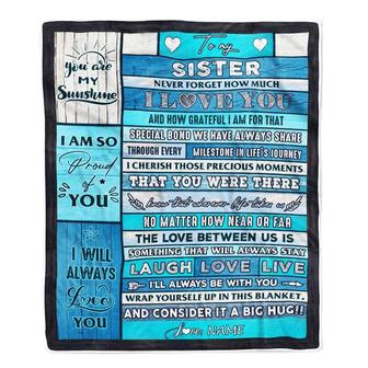 Personalized To My Sister Blanket From Brother Sister Wood I Love You It A Big Hug Sister Birthday Graduation Christmas Customized Bed Fleece Throw Blanket - Thegiftio UK