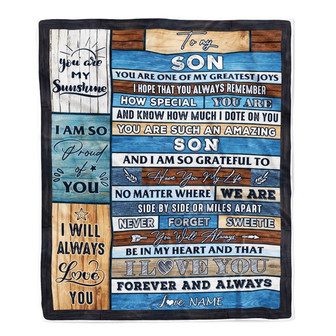 Personalized To My Son Blanket From Mom Dad Mother My Greatest Joys Son Birthday Graduation Christmas Customized Bed Fleece Throw Blanket - Thegiftio UK
