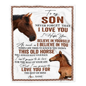 Personalized To My Son Blanket From Mom Dad This Old Horse Love You Son Birthday Graduation Christmas Customized Bed Fleece Throw Blanket - Thegiftio UK