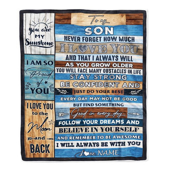 Personalized To My Son Blanket From Mom And Dad Proud Of You I Love You Wood Son Birthday Thanksgiving Christmas Customized Fleece Throw Blanket - Thegiftio