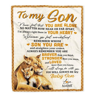 Personalized to My Son Blanket from Mom Lion Never Feel That You are Alone Great Son Birthday Graduation Christmas Gift Bed Quilt Fleece Throw Blanket - Thegiftio UK