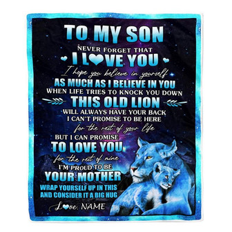 Personalized To My Son Blanket From Mom Mother Never Forget That I Love You Lion Son Birthday Thanksgiving Christmas Customized Fleece Throw Blanket - Thegiftio UK