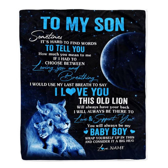 Personalized To My Son Blanket From Mom Mother I Love You This Old Lion Son Birthday Graduation Christmas Customized Bed Fleece Throw Blanket - Thegiftio UK