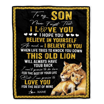 Personalized To My Son Blanket From Mom This Old Lion Love You Son Birthday Graduation Christmas Customized Fleece Blanket - Thegiftio UK