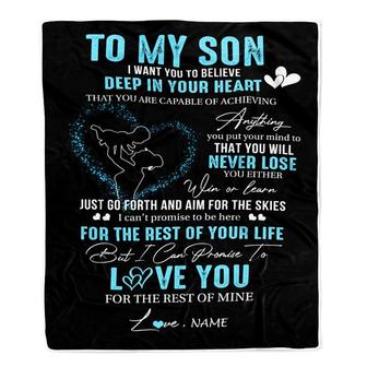 Personalized To My Son Blanket From Mom Promise To Love You Son Birthday Graduation Christmas Customized Bed Fleece Throw Blanket - Thegiftio UK