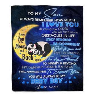 Personalized To My Son I Love You Forever From Mom Dad Panda Son Birthday Christmas Thanksgiving Graduation Customized Fleece Blanket - Thegiftio UK