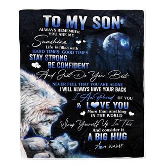 Personalized To My Son Wolf Blanket From Mom Dad Mother Father Always Remember Son Birthday Travel Graduation Christmas Customized Bed Fleece Throw Blanket - Thegiftio UK