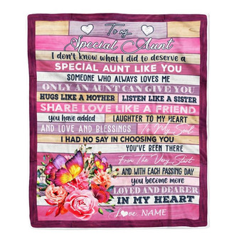 Personalized To My Special Aunt Blanket From Niece Nephew Flower Butterfly Special Aunt Like A Friend Aunt Birthday Christmas Customized Fleece Throw Blanket - Thegiftio UK