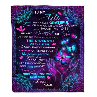 Personalized To My Titi Blanket From Niece Nephew You Are Beautiful Butterfly Titi Birthday Mothers Day Christmas Customized Fleece Throw Blanket - Thegiftio UK