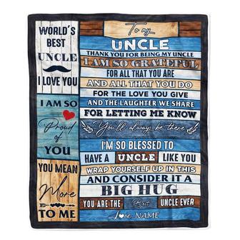 Personalized To My Uncle Blanket From Niece Nephew Wood Thank You For Being My Uncle Fathers Day Birthday Christmas Customized Bed Fleece Throw Blanket - Thegiftio UK