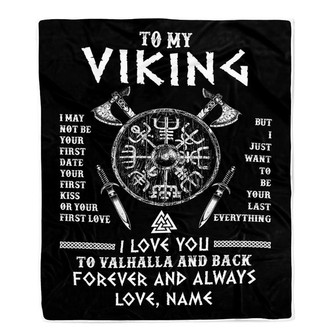 Personalized To My Viking Blanket I Love You To Valhalla And Back Husband Boyfriend Men Birthday Anniversary Customized Fleece Throw Blanket - Thegiftio UK