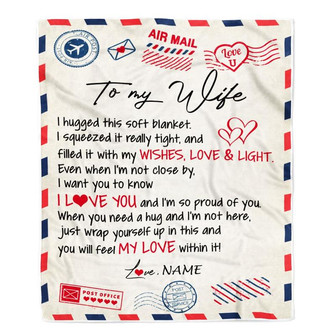Personalized To My Wife Blanket From Husband Air Mail Letter I Love You Wife For Her Birthday Wedding Anniversary Valentines Day Fleece Throw Blanket - Thegiftio UK