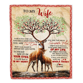Personalized To My Wife Blanket From Husband Deer You Are The Love Of My Life Wife Birthday Wedding Anniversary Christmas Customized Fleece Blanket - Thegiftio UK