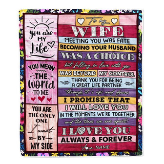 Personalized To My Wife Blanket From Husband Wood You Are My Life Wife Birthday Anniversary Valentines Day Christmas Customized Bed Fleece Throw Blanket - Thegiftio UK