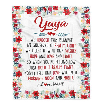 Personalized Yaya Blanket From Kids We Hugged This Blanket Yaya Birthday Mothers Day Christmas Customized Fleece Throw Blanket - Thegiftio UK