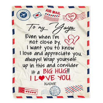 Personalized To My Yaya Blanket From Kids I Love You Hugs Air Mail Letter Yaya Birthday Mothers Day Christmas Customized Fleece Blanket - Thegiftio UK