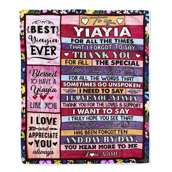 Personalized Yiayia Blanket From Granddaughter Grandson Thank You For The Love Yiayia Mothers Day Birthday Christmas Customized Bed Fleece Throw Blanket - Thegiftio UK