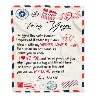 Personalized To My Yiayia Blanket From Kids Air Mail Letter I Love You Yiayia Birthday Mothers Day Christmas Customized Fleece Throw Blanket - Thegiftio UK
