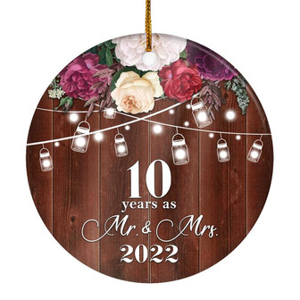 10th Anniversary Wedding Ornament 10 Years As Mr and Mrs For Couples Christmas Husband Wife Married Wedding Gift Holiday Decoration Christmas Tree Ornament - Thegiftio UK