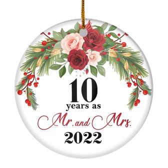 10th Wedding Anniversary 10 Years As Mr & Mrs 2022 Christmas Ornaments Gifts For Couples Husband Wife Holiday Decoration Christmas Tree Ornament - Thegiftio UK