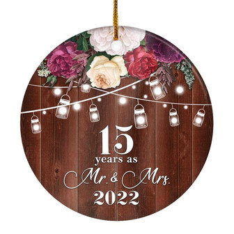15th Anniversary Wedding Ornament 15 Years As Mr and Mrs For Couples Christmas Husband Wife Married Wedding Gift Holiday Decoration Christmas Tree Ornament - Thegiftio UK