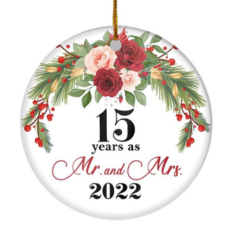 15th Wedding Anniversary 15 Years As Mr & Mrs 2022 Christmas Ornaments Gifts For Couples Husband Wife Holiday Decoration Christmas Tree Ornament - Thegiftio UK