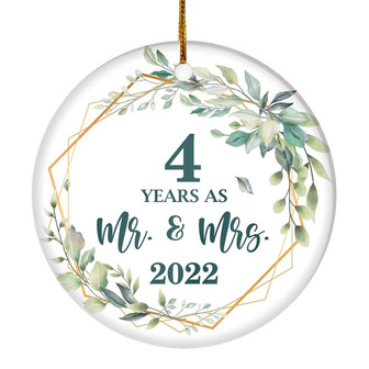 1st Anniversary Wedding Ornament Married 1 Year As Mr and Mrs For Couples Christmas Husband Wife Wedding Gift Holiday Decoration Christmas Tree Ornament - Thegiftio