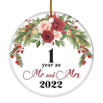 1st Wedding Anniversary 1 Year As Mr & Mrs 2022 Christmas Ornaments Gifts For Couples Husband Wife Holiday Decoration Christmas Tree Ornament - Thegiftio UK