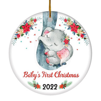 2022 Baby's First Christmas Cute Elephant Ornament for Newborn Babies Xmas Christmas Tree Ornament - Thegiftio UK