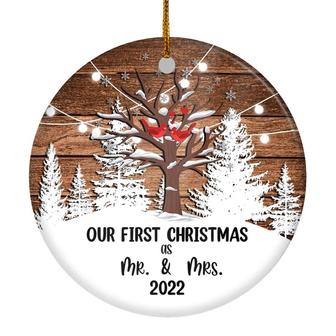 2022 Our First Christmas as Mr & Mrs Christmas Tree Couple Birds Ornament Snow Wedding Gift Newlywed Decoration Christmas Tree Ornament - Thegiftio UK